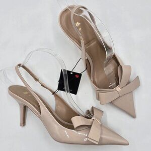 Zara Patent Sling Back Heels with Bow Accent - NWT